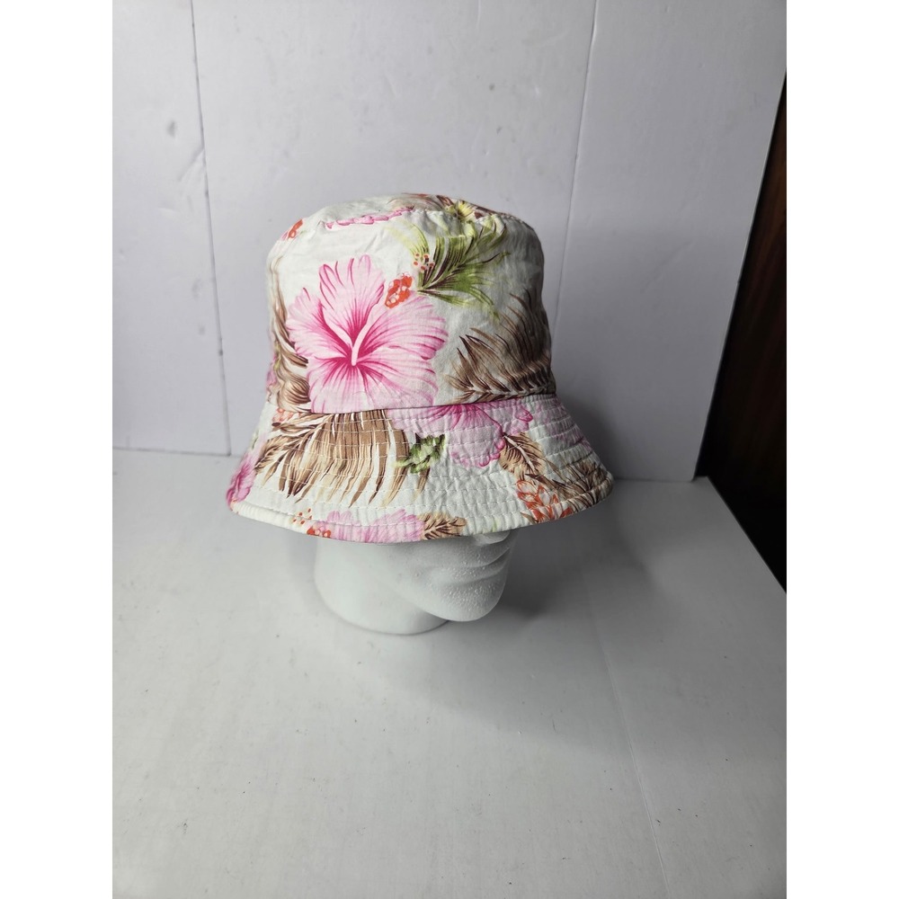 Floral Hibiscus Tropical Bucket Hat Pink White Summer Beach Sun Hat‎ Unisex